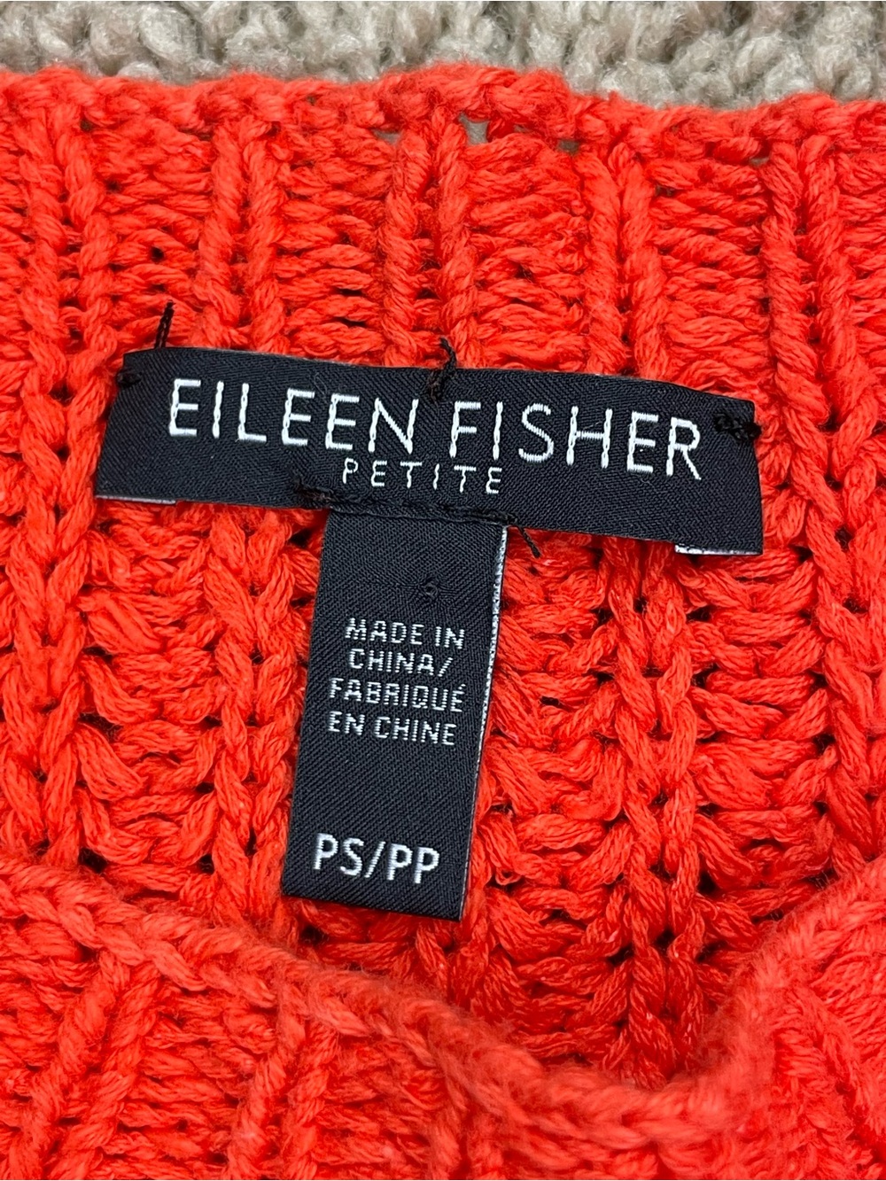 Eileen Fisher Bright Orange Crewneck Knit Sweater - Picture 5 of 10